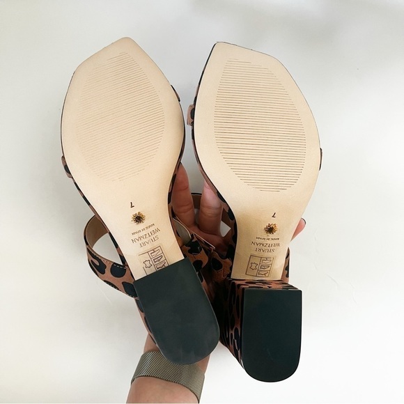 NEW STUART WEITZMAN Olive 75 Cappucino Leopard Heeled Sandals US 7 - Picture 3 of 5